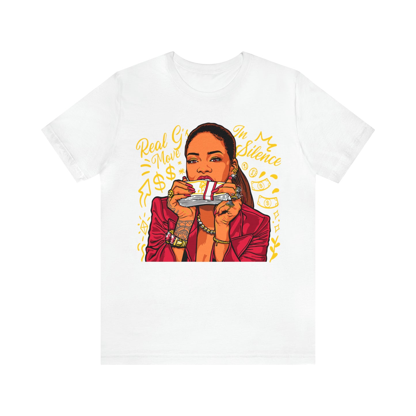 RIH REAL MOVE IN THE SILENCE JORDAN 1RETRO OG FUSION RED COLORED T-SHIRT