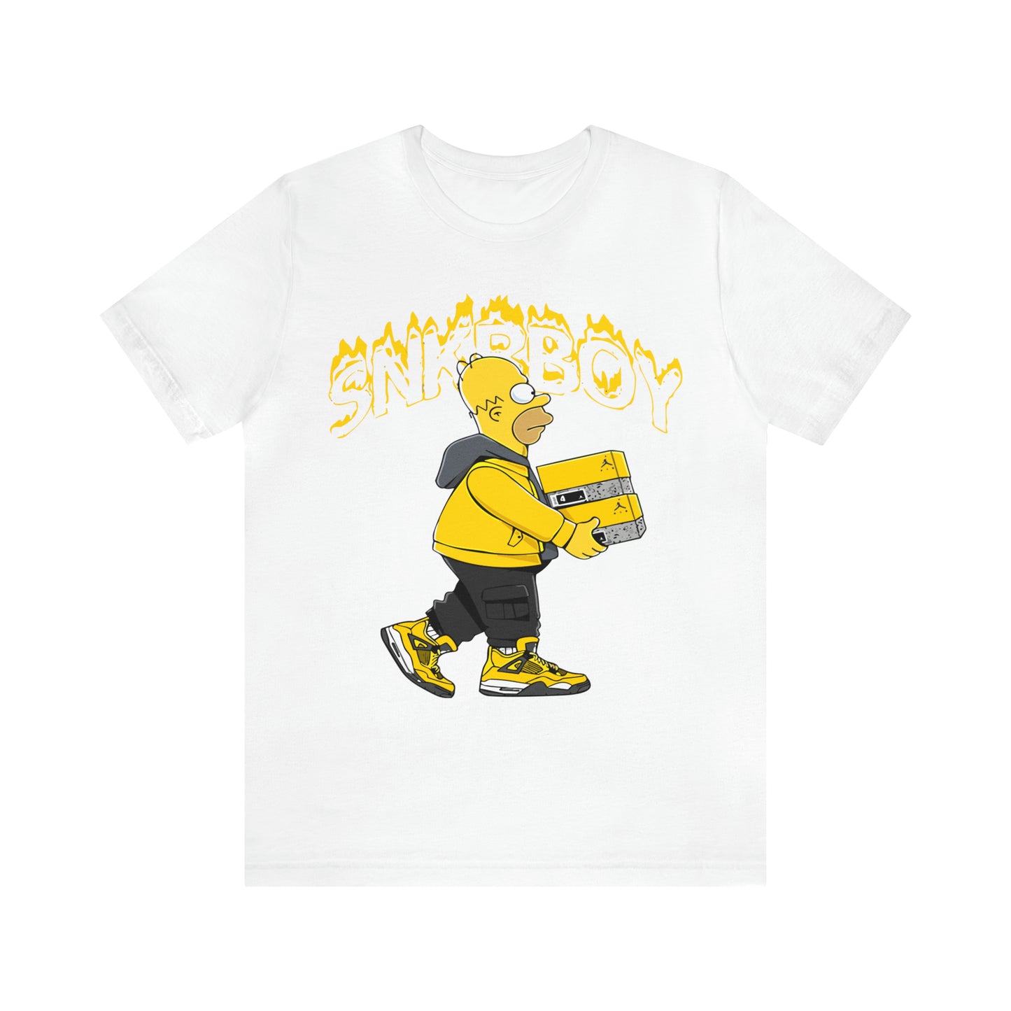 SNKRBOY HOMER IN JORDAN 4 RETRO LIGHTNING T-SHIRT